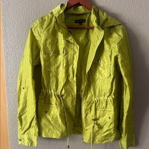 Shinestar Women's Bright Lime Green Hooded Utility Jacket